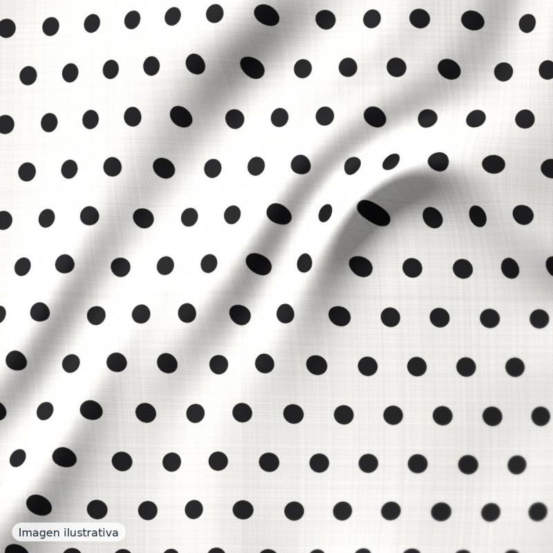 Estampado de flamenca negro con lunares grandes blancos