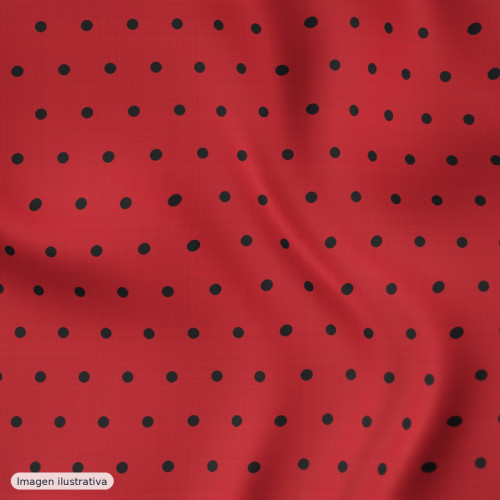 Estampado de flamenca negro con lunares rojos