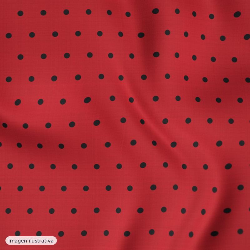 Estampado de flamenca negro con lunares rojos