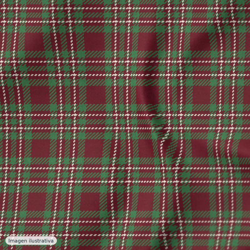 Franela algodón cuadros granate y verde — 100% algodón