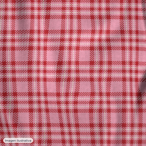 Franela algodón cuadros rosa y rojo — 100% algodón