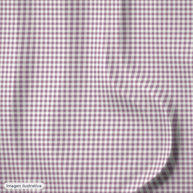 Franela fina cuadros vichy malva — 100% algodón