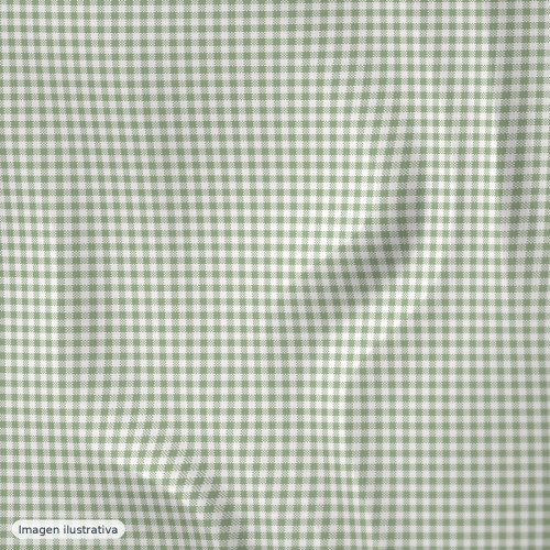 Franela fina cuadros vichy verde salvia — 100% algodón