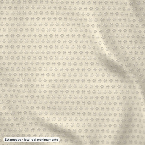 Gasa bordada marfil dibujo floral — 100% viscosa Gasa bordada marfil dibujo floral — 100% viscosa