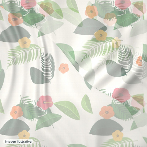 Gasa de seda estampada tropical — 100% seda