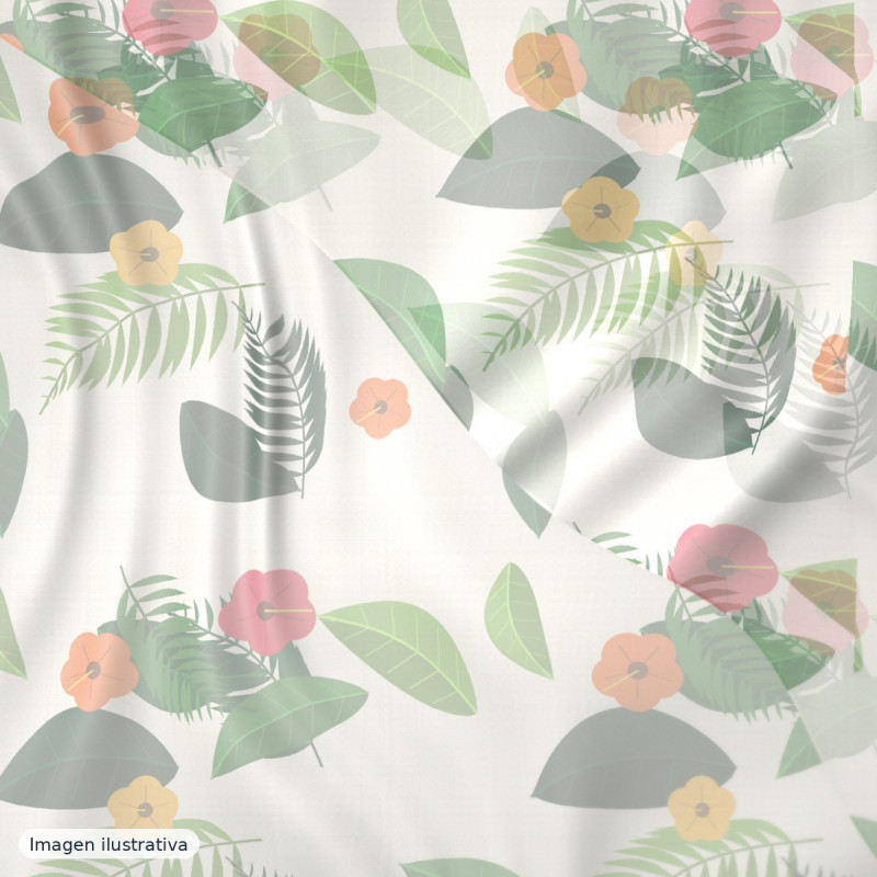 Gasa de seda estampada tropical — 100% seda
