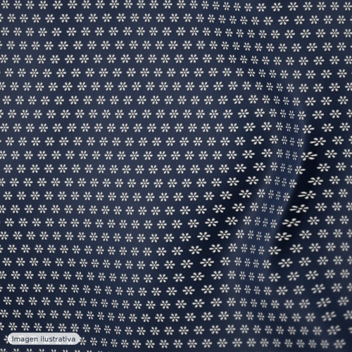 Georgette bordado navy bodoque beige — 100% poliéster