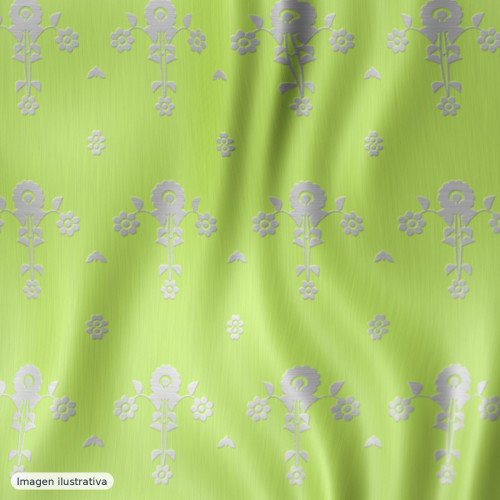 Jacquard fantasía destellos verde lima multicolor — 100% poliéster