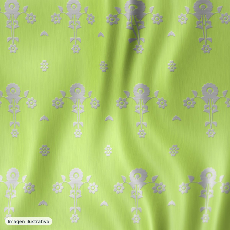 Jacquard fantasía destellos verde lima multicolor — 100% poliéster