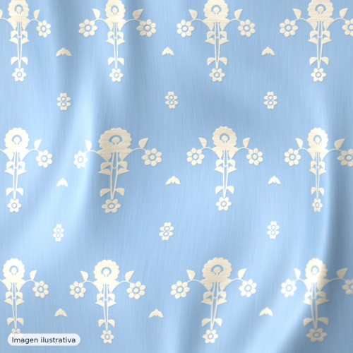 Jacquard fantasía vórtice azul cielo y marfil — 100% poliéster