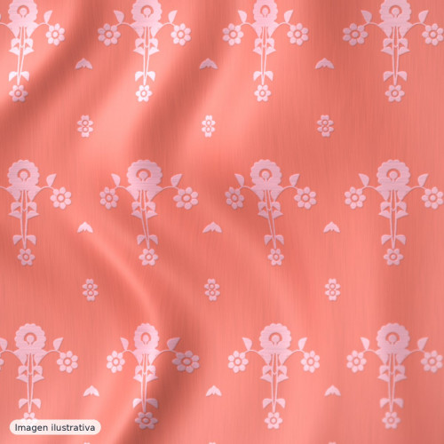 Jacquard fantasía vórtice coral y rosa — 100% poliéster