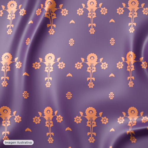 Jacquard fantasía vórtice morado y naranja — 100% poliéster