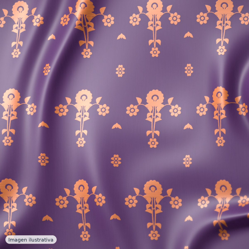 Jacquard fantasía vórtice morado y naranja — 100% poliéster
