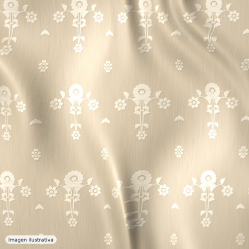 Jacquard floral romántico beige — acetato y viscosa