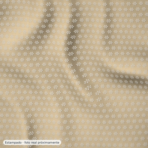 Lino bordada calada beige — 50% lino