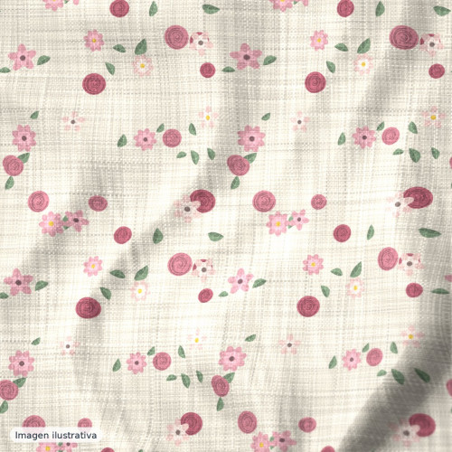 Lino y algodón estampado floral — 63% lino