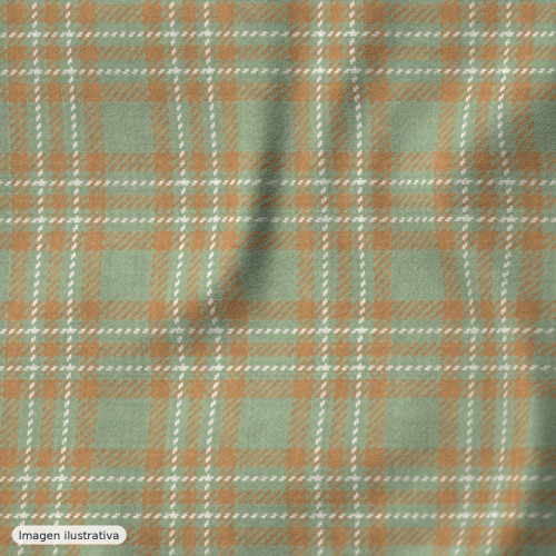 Loden de lana Glenmore cuadros verde salvia y camel — 70% lana