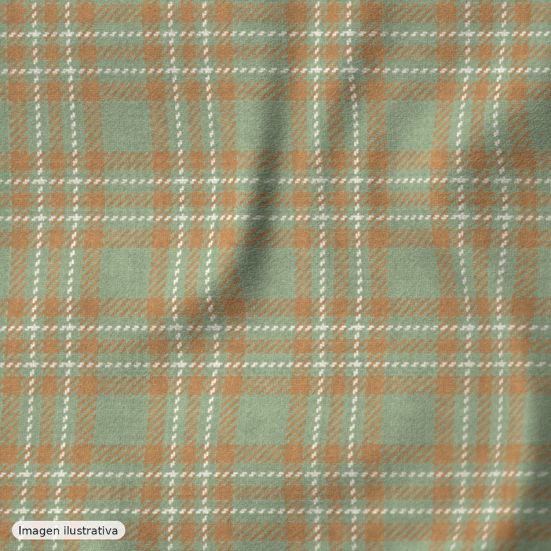 Loden de lana Glenmore cuadros verde salvia y camel — 70% lana