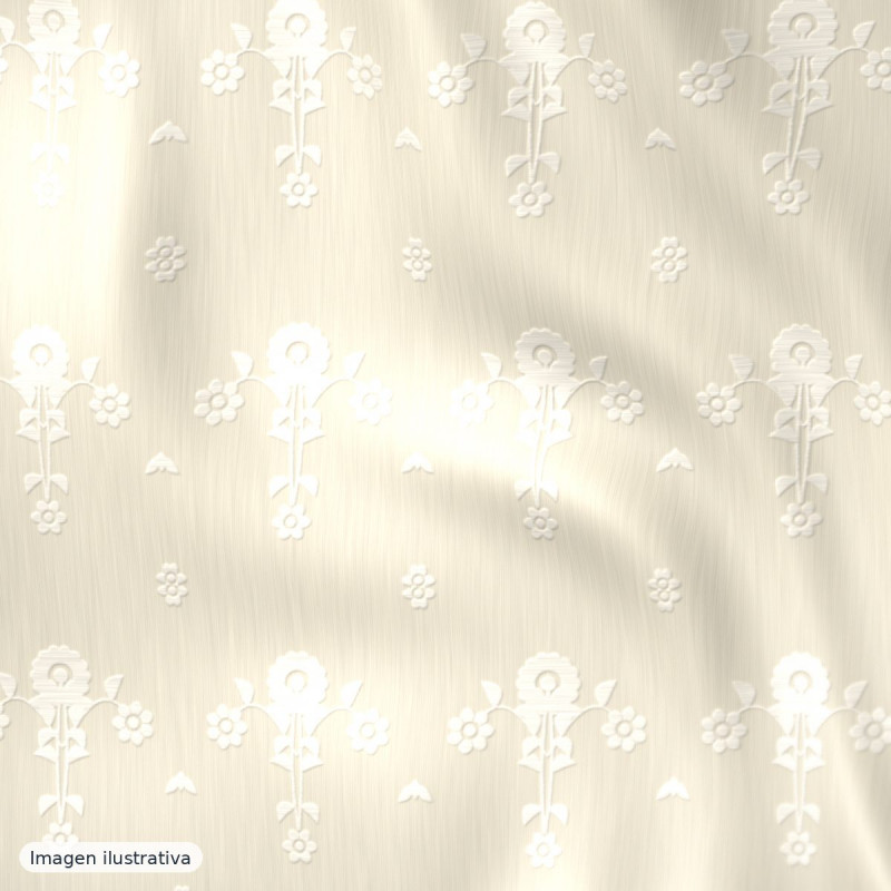 Mikado jacquard marfil con relieve — 70% poliéster