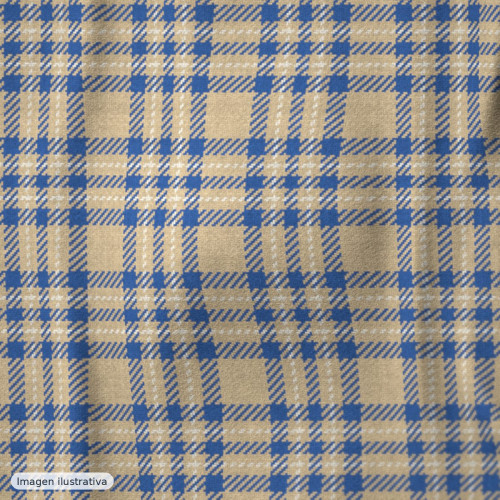 Paño cuadros beige azul — 80% poliéster