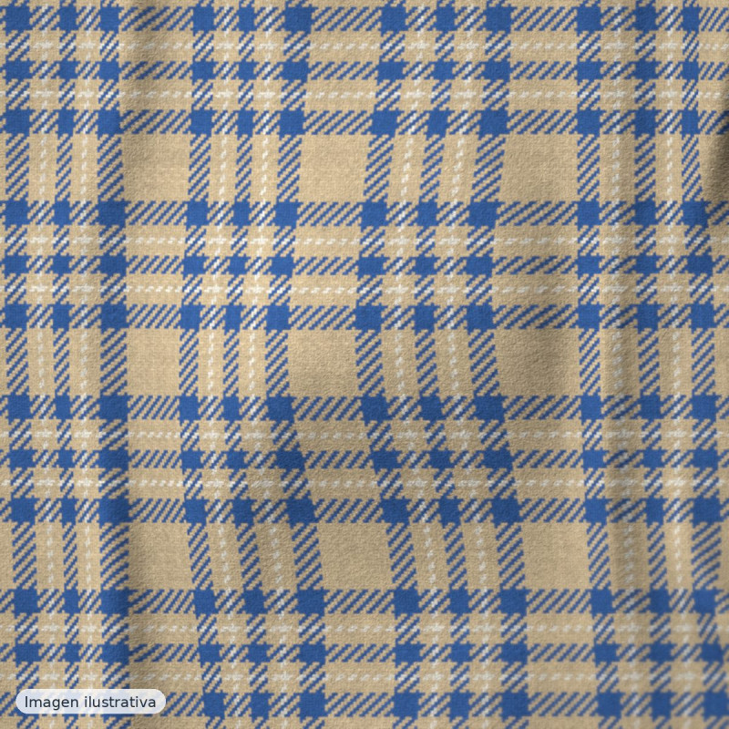 Paño cuadros beige azul — 80% poliéster