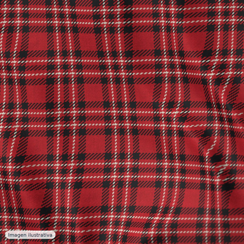 Popelín algodón cuadros maxi rojo — 100% algodón
