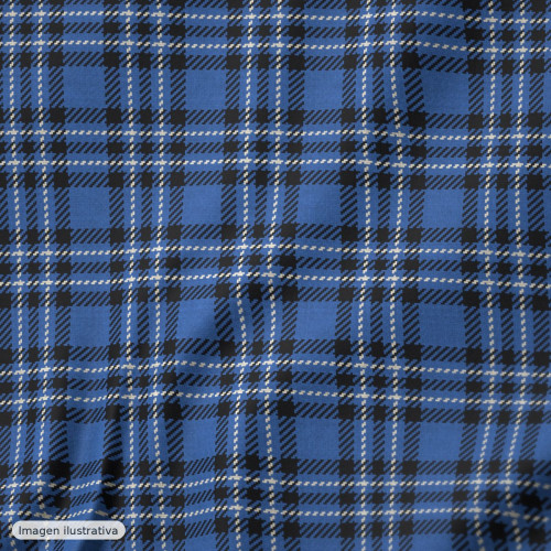 Popelín algodón cuadros mini azul — 100% algodón