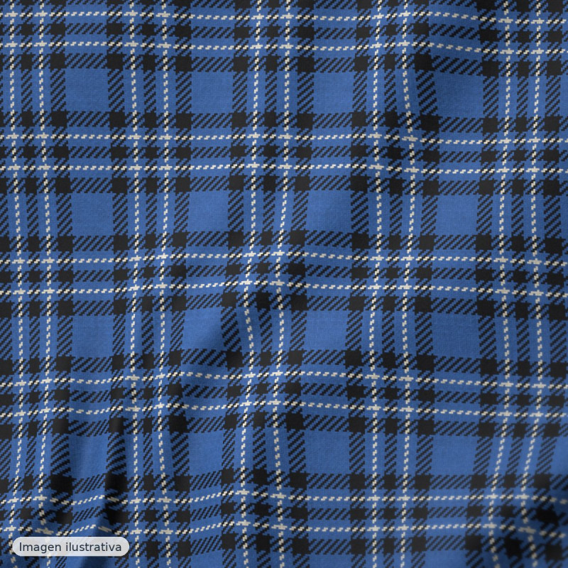 Popelín algodón cuadros mini azul — 100% algodón