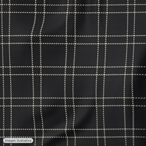 Popelín algodón cuadros mini negro — 100% algodón