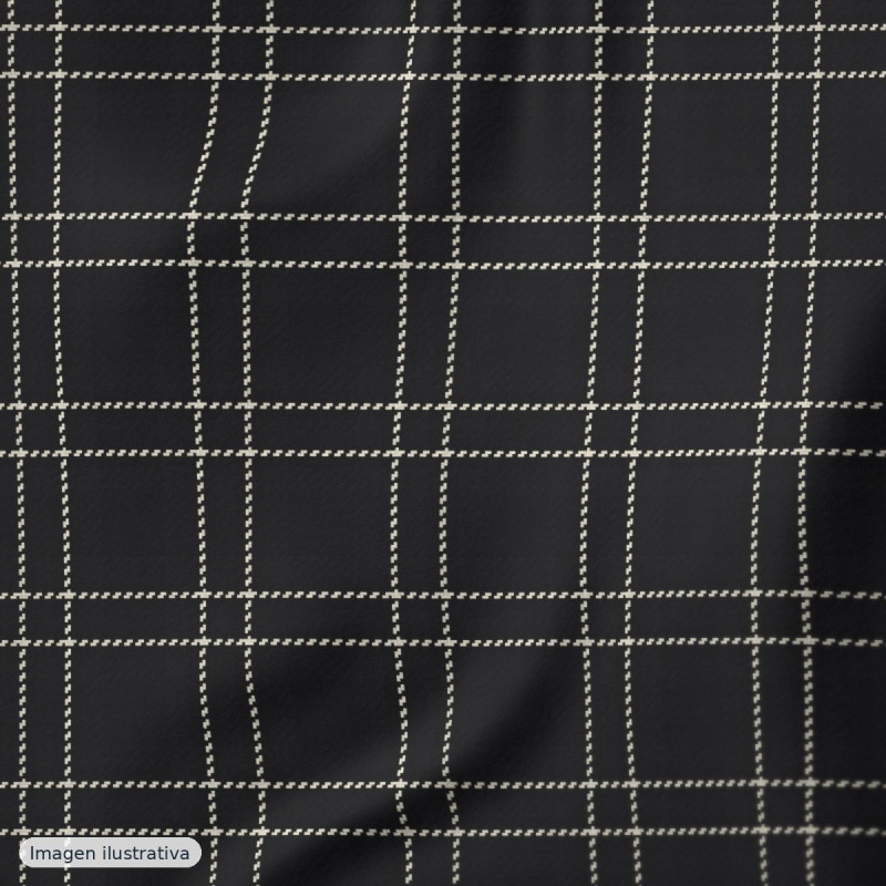 Popelín algodón cuadros mini negro — 100% algodón