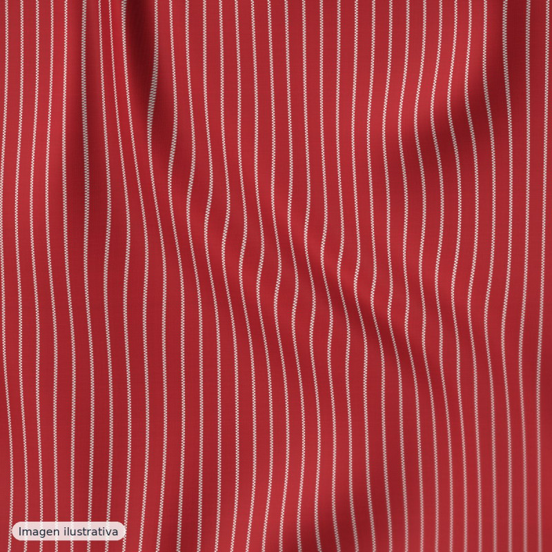 Popelín algodón orgánico milrayas rojo y blanco — 100% algodón