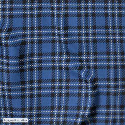 Popelina seersucker mini cuadros azul suave — 70% algodón