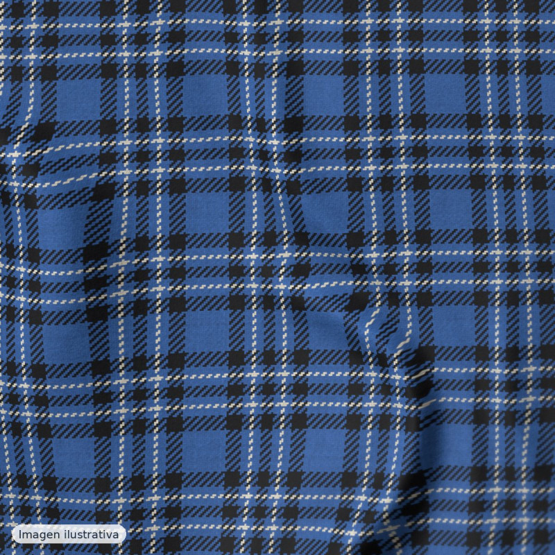 Popelina seersucker mini cuadros azul suave — 70% algodón