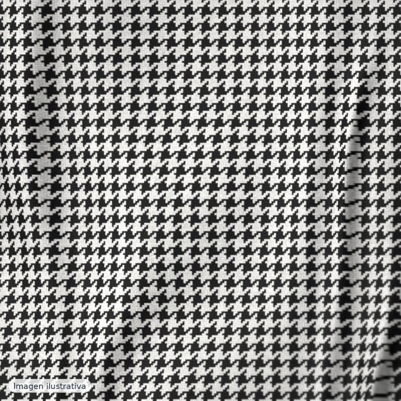 Punto jacquard pata de gallo y cuadros negro y blanco — 98% poliéster