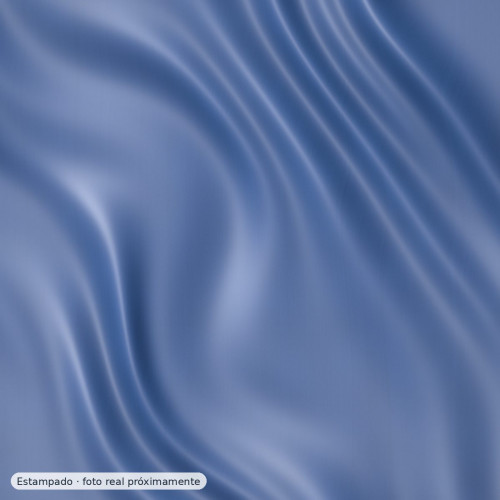 Satén estampado abstracto floral azules — 100% poliéster
