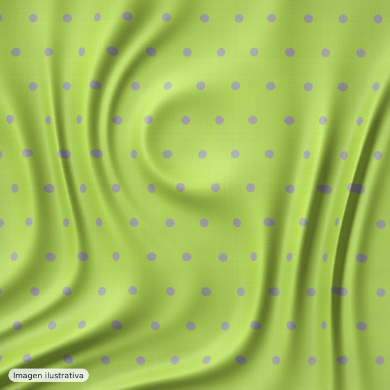 Satén lunares multicolor fondo lima — 100% poliéster