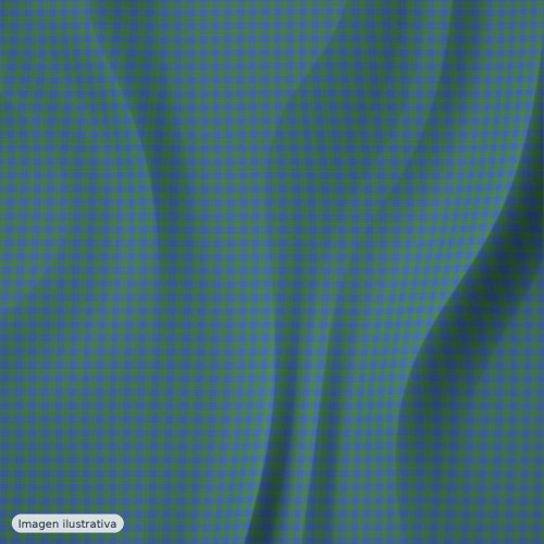 Seersucker cuadritos vichy azul verde — 60% algodón