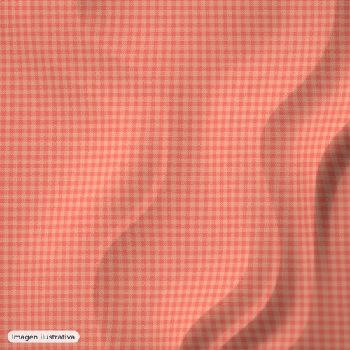 Seersucker cuadritos vichy coral salmón — 60% algodón