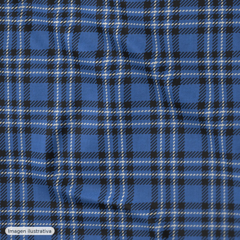 Seersucker cuadros azul — 65% algodón
