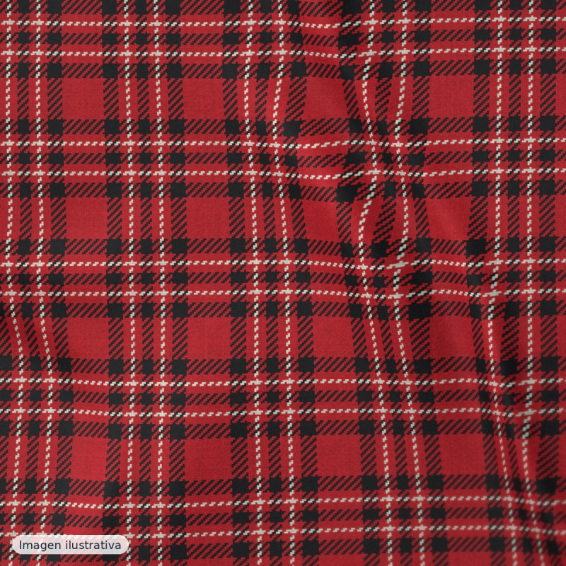 Seersucker cuadros rojos — 65% algodón