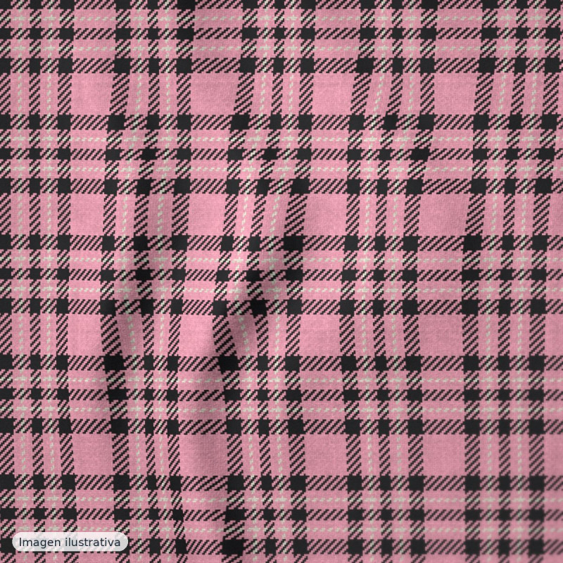 Seersucker cuadros rosa intenso — 65% algodón