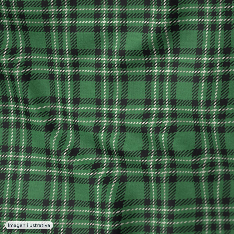 Seersucker cuadros verde claro — 65% algodón