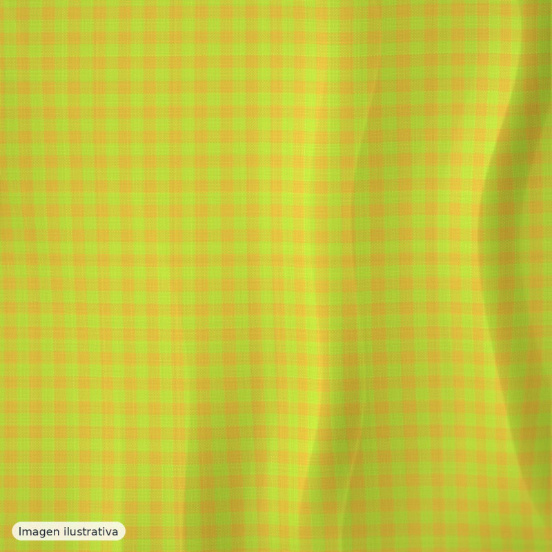 Seersucker cuadros vichy amarillo fluor — 60% algodón