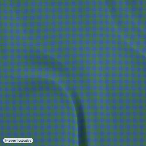 Seersucker cuadros vichy azul verde — 60% algodón