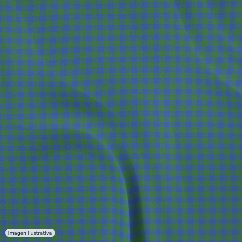 Seersucker cuadros vichy azul verde — 60% algodón