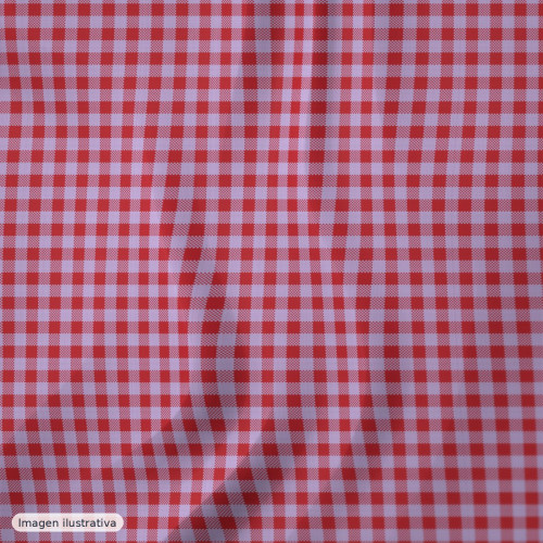 Seersucker cuadros vichy rojo lila — 60% algodón