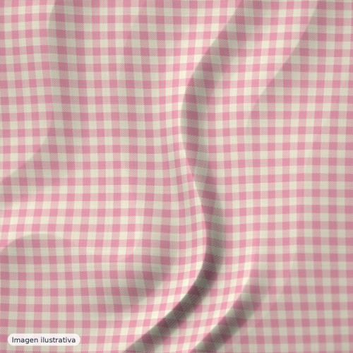 Seersucker cuadros vichy rosa crudo — 60% algodón