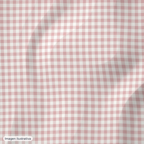 Seersucker cuadros vichy rosa empolvado — 60% algodón
