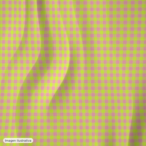 Seersucker cuadros vichy rosa fluor — 60% algodón