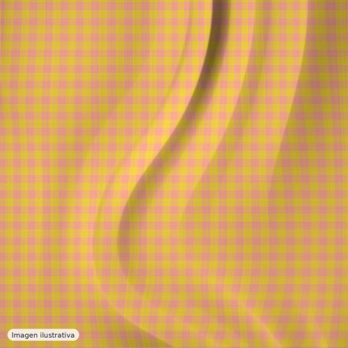Seersucker cuadros vichy salmón amarillo — 60% algodón